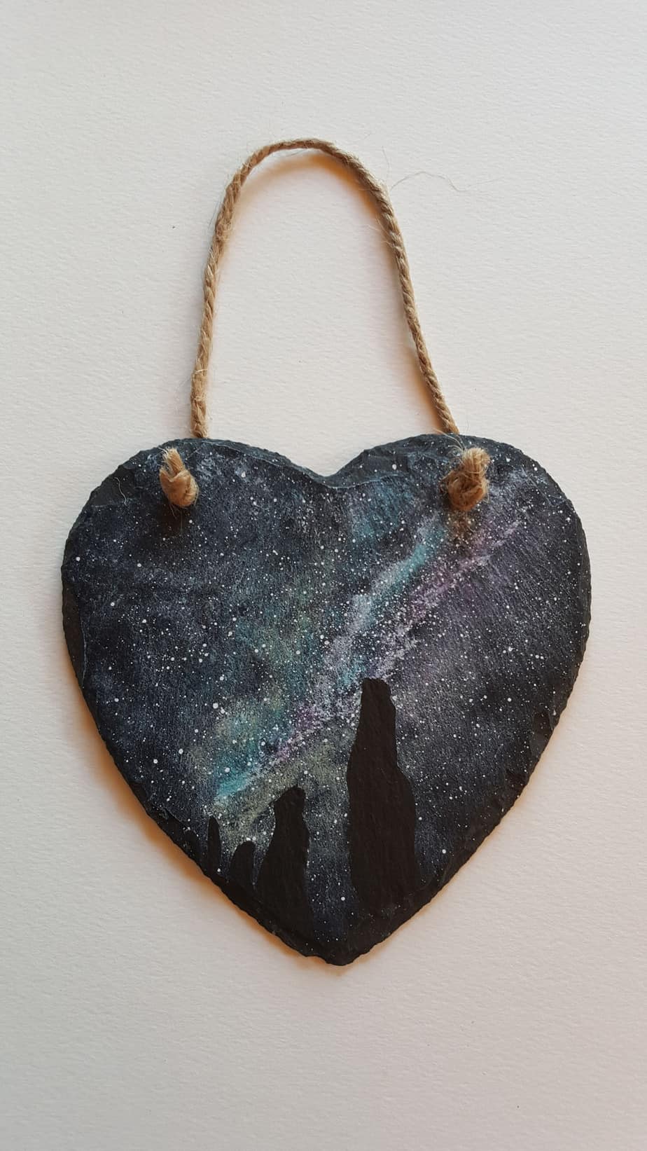Milky Way & Callanish Stones slate heart