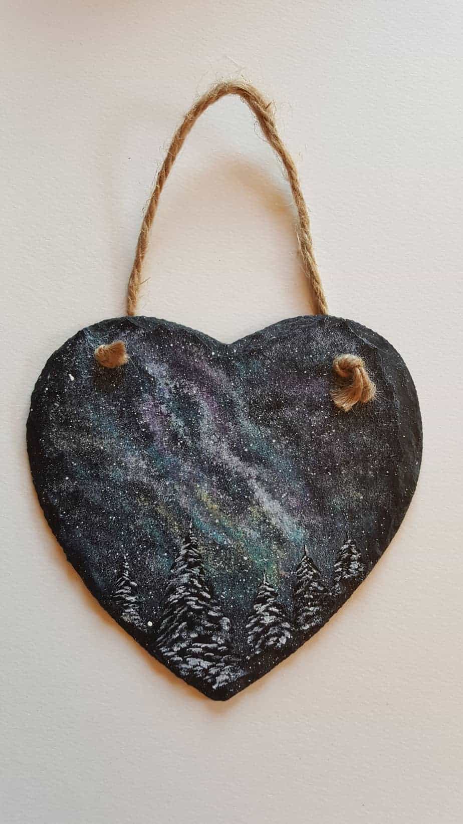 Winter Milky Way slate heart
