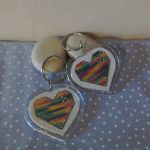 Feeling Groovy cross stitch heart Keyring