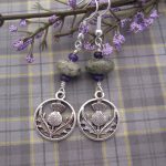 Thistle Earrings with Jasper and Amethyst