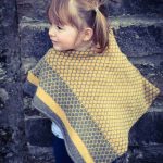 Honeycomb mustard and cliff grey Child's Poncho