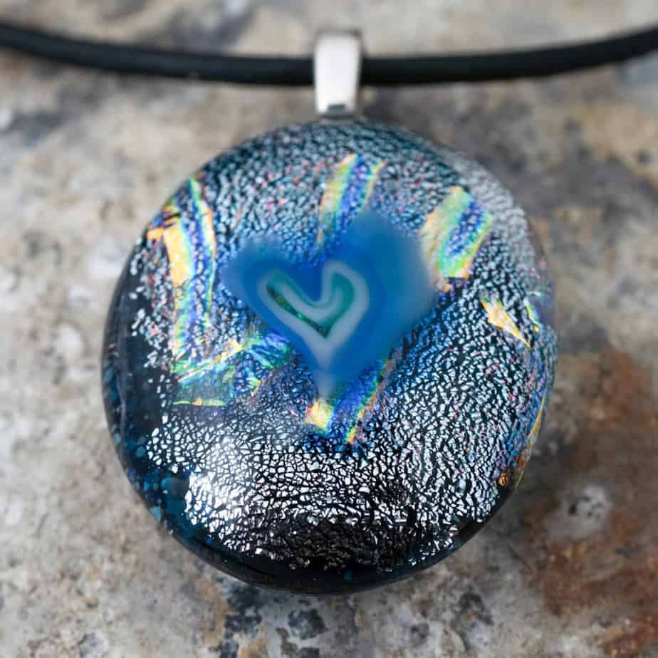 Dichroic fused glass pendant
