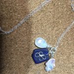 Blue sea glass Celtic cluster necklace
