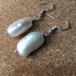 AAA, Biwa creamy white pearl silver earrings