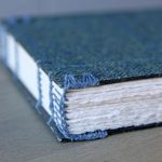 Coptic tweed journal in blue with handsewn headbands