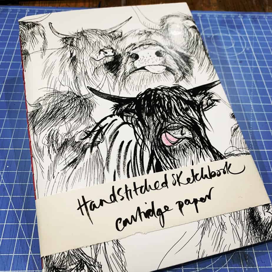Highland Cow Sketchbook (White) A5