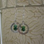 Celtic Earrings, Sterling Silver, Emerald