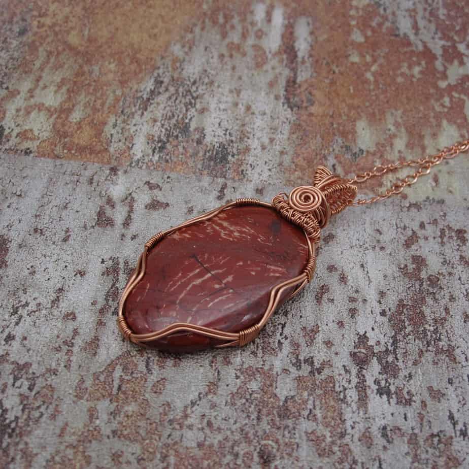 Red Jasper Necklace, Rose Gold Plated - Image 4