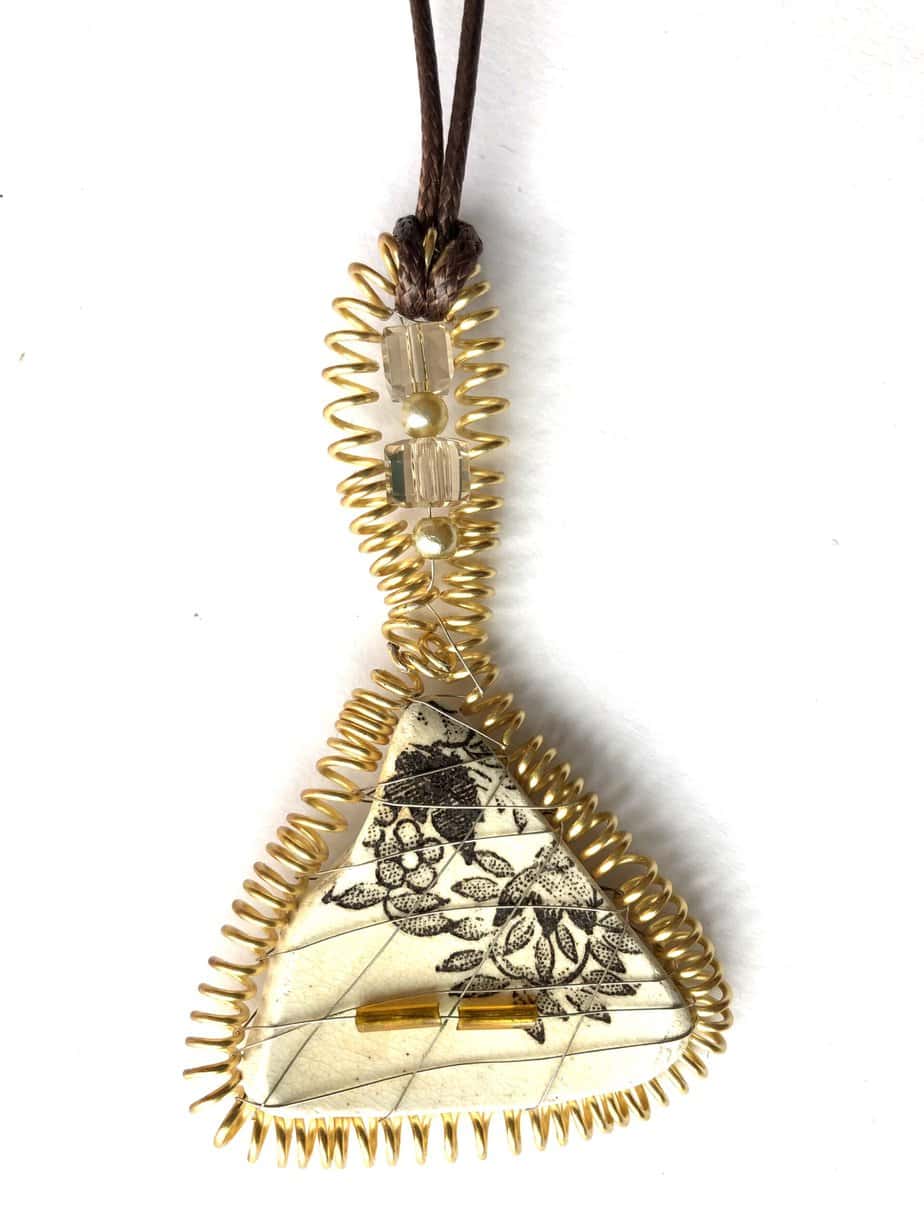 Sea pottery hanging decoration. Wire wrapped keepsake. - Image 5