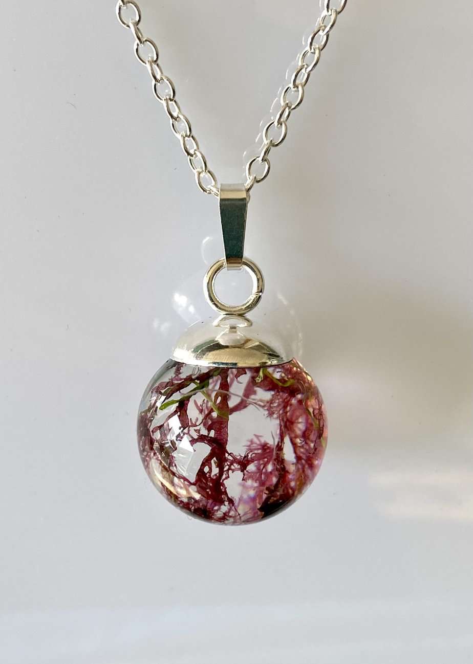 Real Seaweed pendant. Red Fern