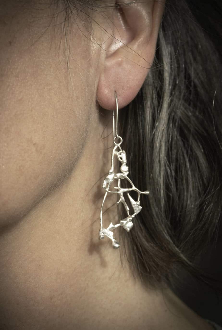 Gaia Delicate Drop Earrings, Elegant Organic Sterling Silver Dangly Earrings, Hebridean Scottish Jewellery Design, Isle of Lewis