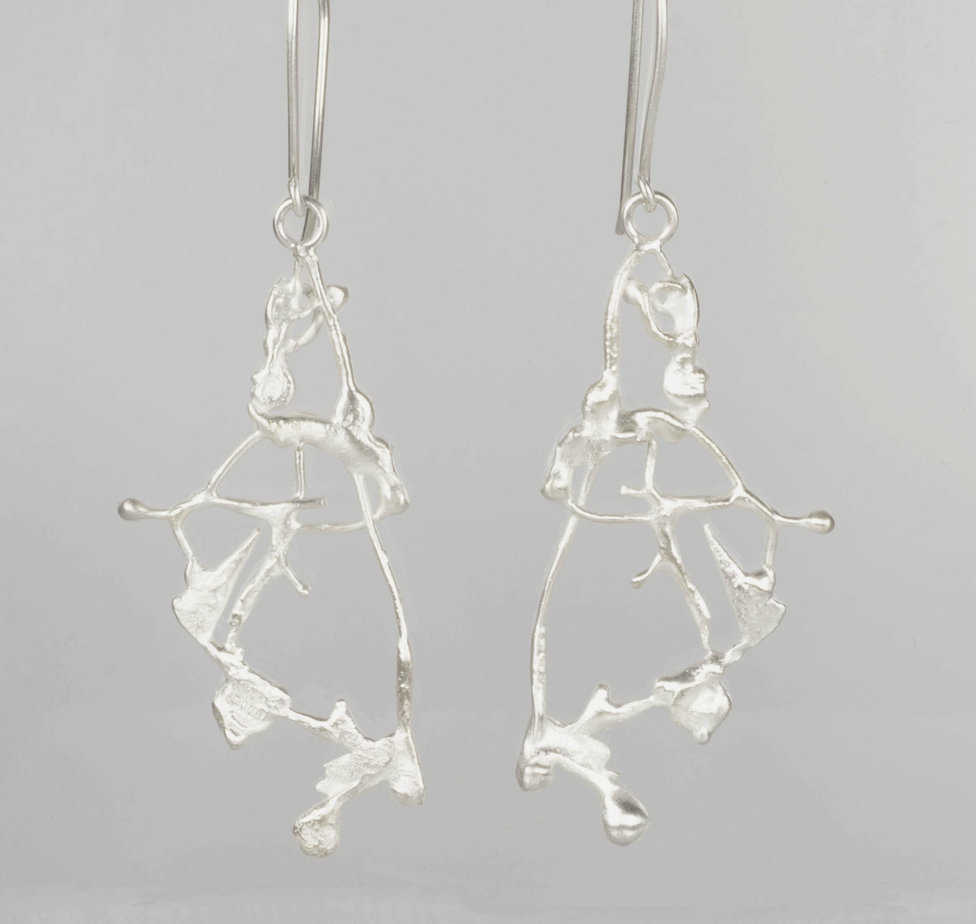 Gaia Delicate Drop Earrings, Elegant Organic Sterling Silver Dangly Earrings, Hebridean Scottish Jewellery Design, Isle of Lewis