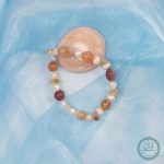 Carnelian and Citrine and Pearls Stretchy Bracelet