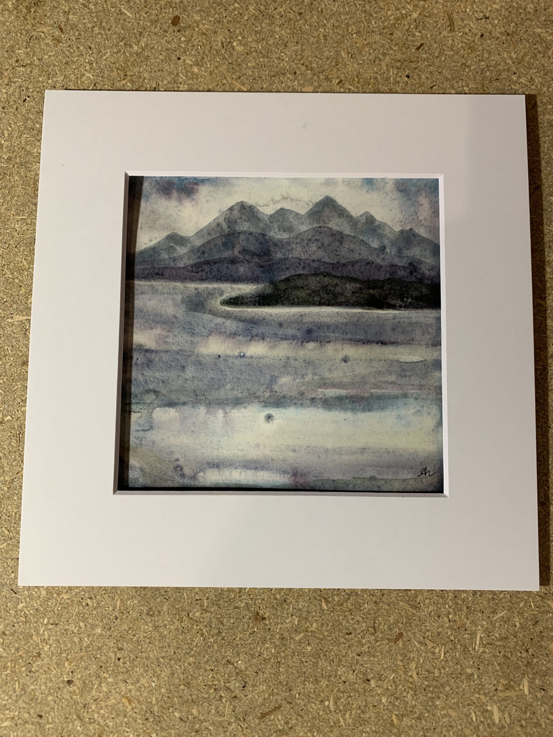 Skye Mountains Original Mounted Painting - Image 2