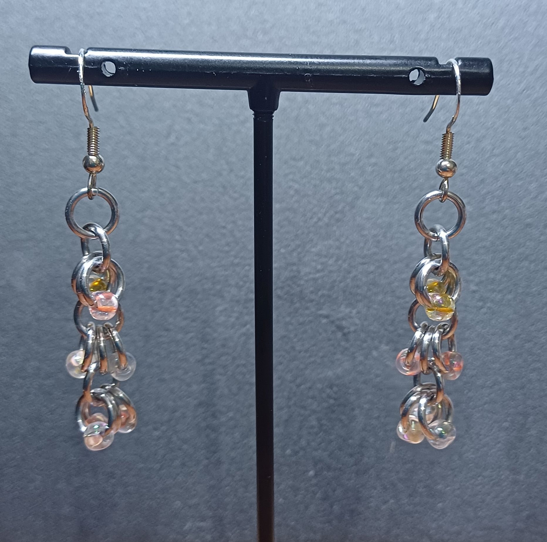 Yellow tones shaggy bead earrings