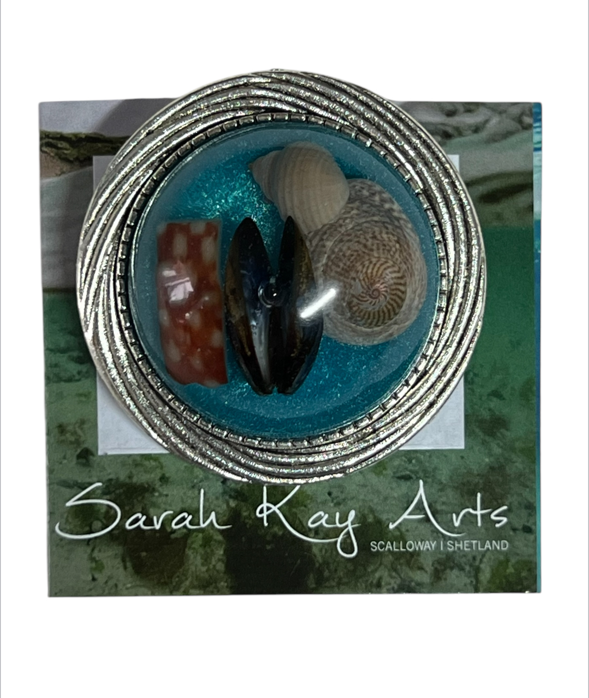 Chunky round dome beach brooch. - Image 8