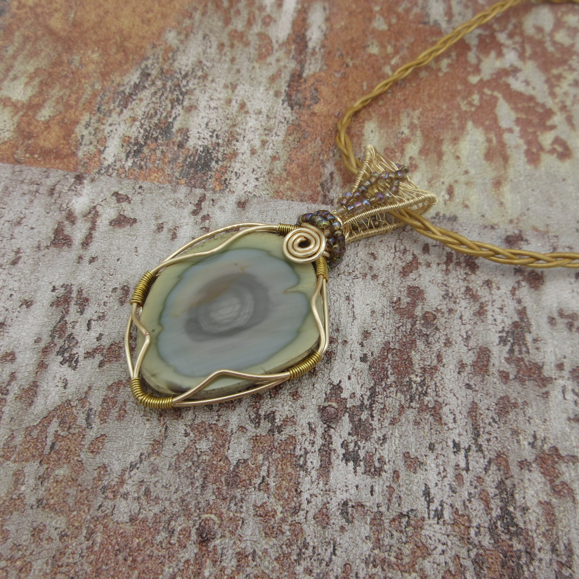 Imperial Jasper Wire Wrap Pendant, Something Different - Image 3